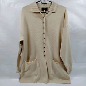 Authentic Fendi Cream Button-Up Cardigan 100% Wool